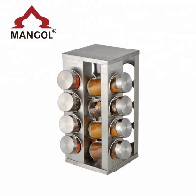 Rotatable Stainless Steel Spice Rack with Caster