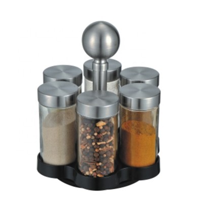 Hot Selling 6 Glass Jars with Plastic Spice Rack