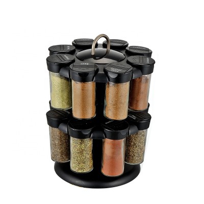 Restaurant Kitchen Revolving 16-Jar Spice Rack Organizer with Bottles