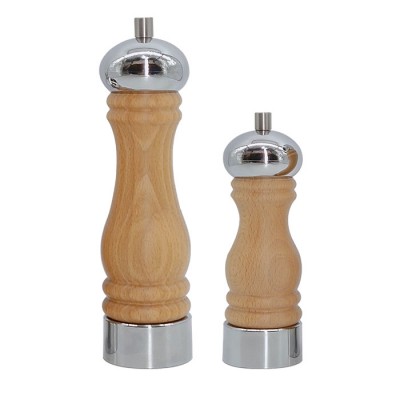 Amazon hot selling 7 inch 10 inch wooden manual pepper grinder salt and pepper grinder set pepper mill kitchenware gadget 2020